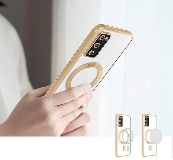 Case for Samsung Galaxy S20 FE, Electro MagSafe, gold + Screen Glass