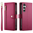 Flip case for Samsung Galaxy S24 FE, Wallet Zipper Pocket, red