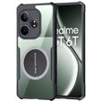 Case for Realme GT 6 / 6T, with magnetic sheet, transparent / black