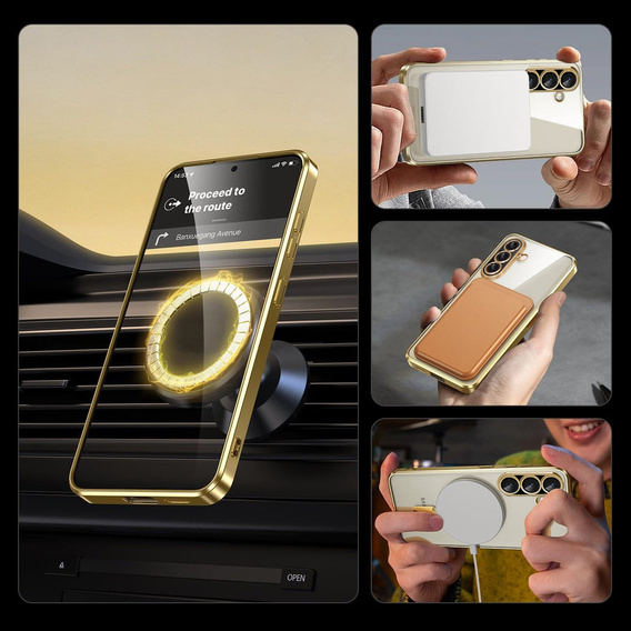 Case for Samsung Galaxy A17 5G, Electro MagSafe, transparent with gold sides