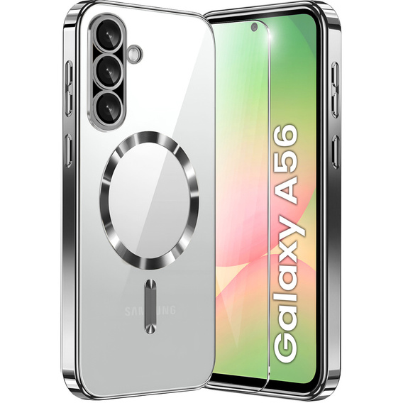 Case for Samsung Galaxy A56 5G, Electro MagSafe, silver + Screen Glass