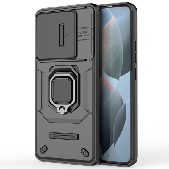 Case for Xiaomi Poco F6 Pro, KickStand Camera Lens, black