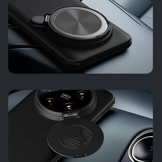 Case for Xiaomi 14 Ultra, armored Nillkin, Camshield Prop Leather Coated, for Magsafe, black