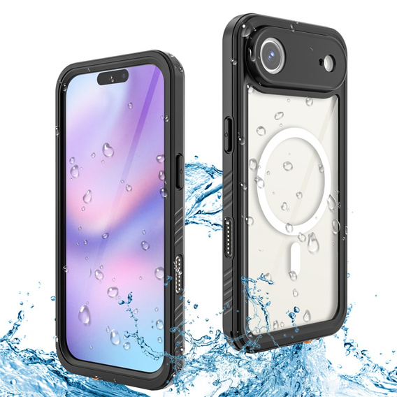 Redpepper case for iPhone Air, IP68 waterproof, for MagSafe, transparent with black sides