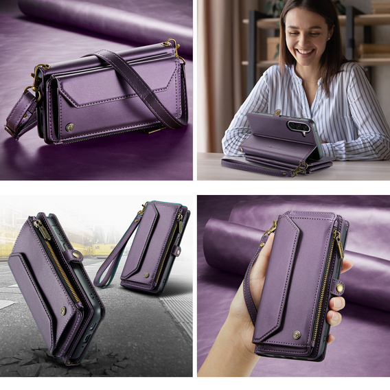 CASEME RFID Leather Wallet Case for Samsung Galaxy A57 5G, purple