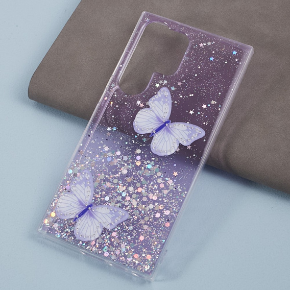 Case for Samsung Galaxy S24 Ultra, Glitter Butterfly, purple