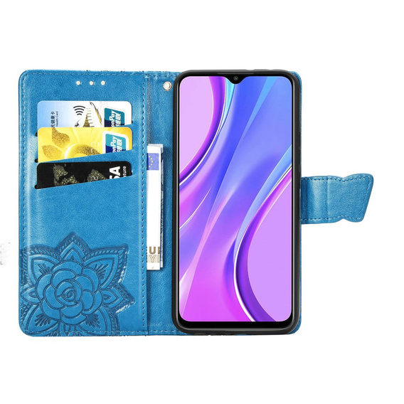 Flip case for Xiaomi Redmi 9, Butterfly, blue