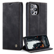 CASEME case for iPhone 14 Pro, Leather Wallet Case, black