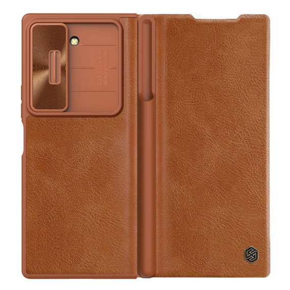 NILLKIN flip case for Samsung Galaxy Z Fold6 5G, CamShield Qin Pro, leather, brown
