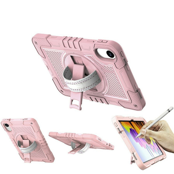 Armoured case for Xiaomi Redmi Pad 2, with stand and shoulder strap – pink