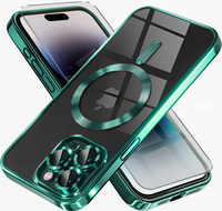 Case for iPhone 14 Pro, Electro MagSafe, green + Screen Glass