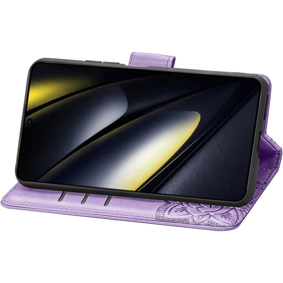 Flip case for Xiaomi Poco F6, Butterfly, purple