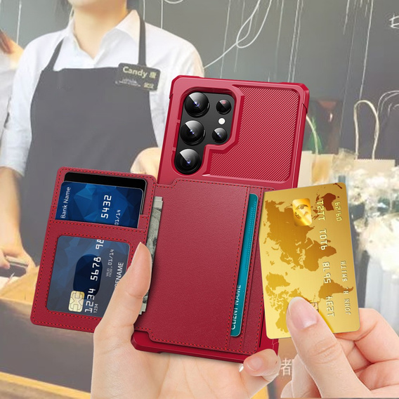 Case for Samsung Galaxy S25 Ultra, Card Holder Kickstand, black