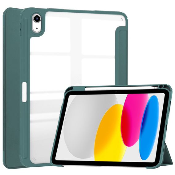 Case for iPad 10.9 2022 10 Gen, Smartcase Hybrid, with stylus space, dark green
