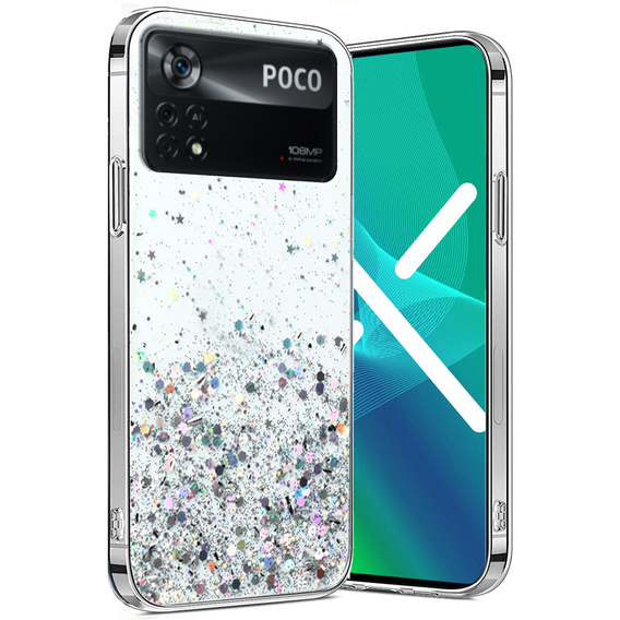 Case for Xiaomi Poco X4 Pro 5G, Glittery, transparent