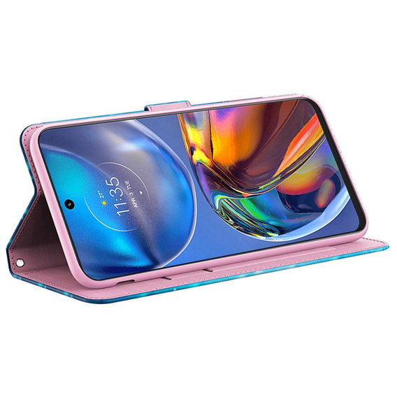 Flip case for Motorola Moto E22 / E22i, Wallet Butterfly, blue