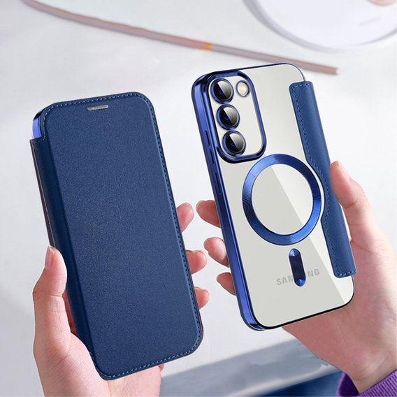 Flip case for Samsung Galaxy S23, Wallet, MagSafe, dark blue