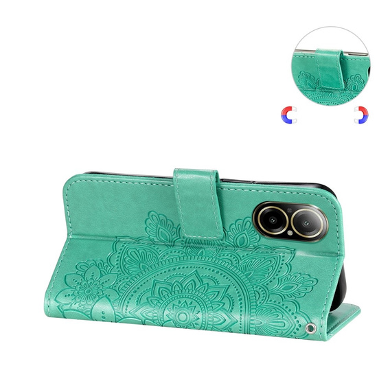 Flip case for Realme C67, Mandala, green