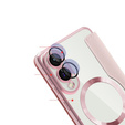 Flip case for Samsung Galaxy S25 Edge, RFID Wallet MagSafe CamShield, pink