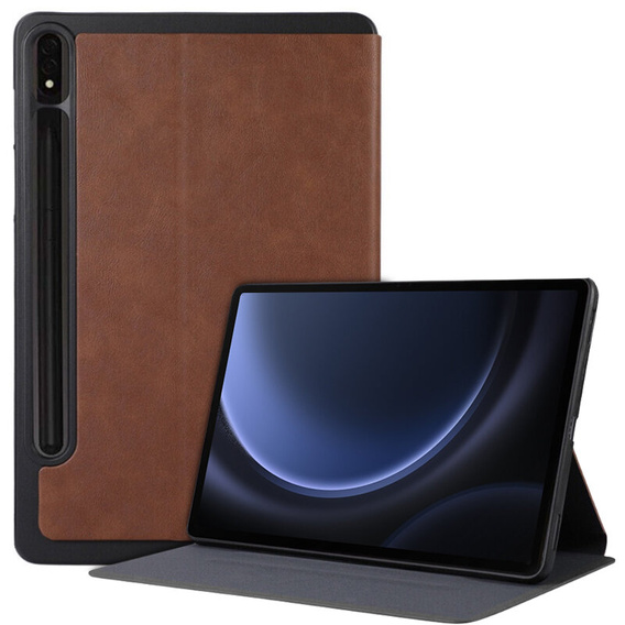 Case for Samsung Galaxy Tab S9 FE+ Plus, Smartcase with stylus space, brown