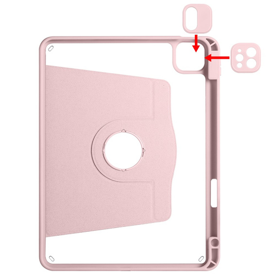 Case for iPad Pro 11" 2022/2021/2020 (4/3/2 gen.), with stylus space, 360° rotatable, pink