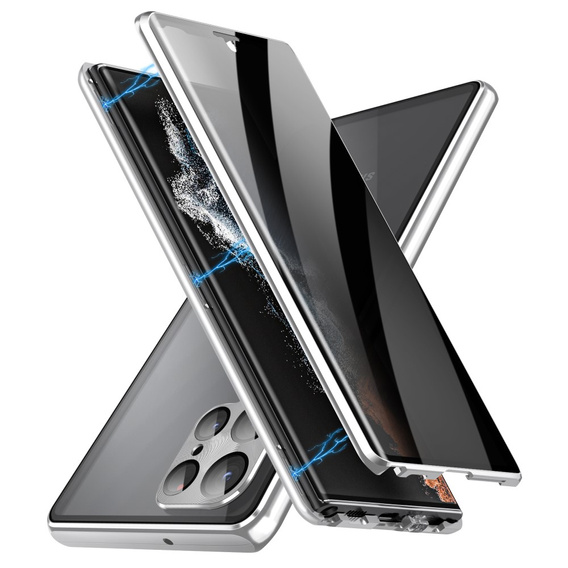 Case for Samsung Galaxy S24 Ultra, Privacy Dual Glass, silver