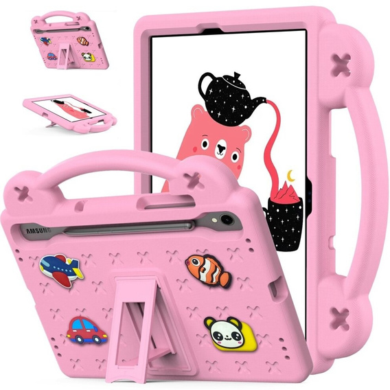 Children's case for Samsung Galaxy Tab S7/S8/S9, Cute Patterns, with stand, pink