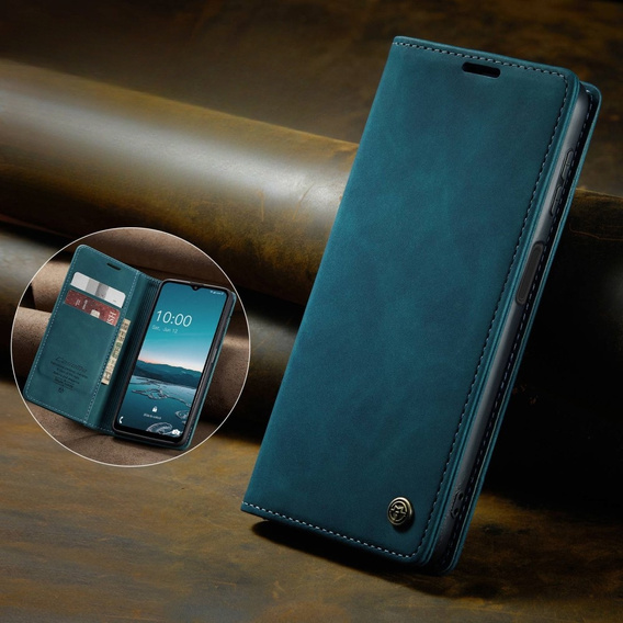 CASEME case for Samsung Galaxy M33 5G, Leather Wallet Case, blue