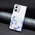 Flip case for Motorola Moto G54 5G, Wallet, butterfly and flowers, white