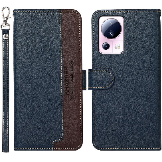 Flip case for Xiaomi 13 Lite, KHAZNEH RFID, blue / brown