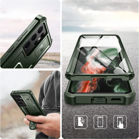 Armored case for Samsung Galaxy S21 Ultra, Dexnor Full Body, green