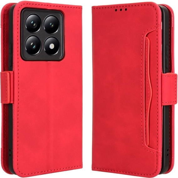 Flip case for Xiaomi 14T Pro, Card Slot, red
