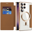Flip case for Samsung Galaxy S24 Ultra, RFID Wallet MagSafe CamShield, brown