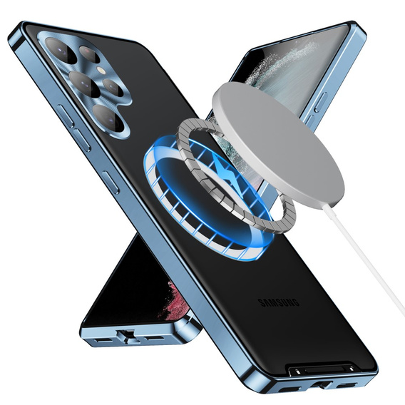 Camera Protection Case for Samsung Galaxy S23 Ultra, CamShield MagSafe, transparent / blue