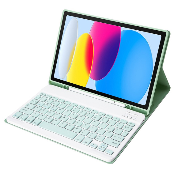 Case + keyboard iPad 10.9 2022 10 Gen, Pen Slot, light green