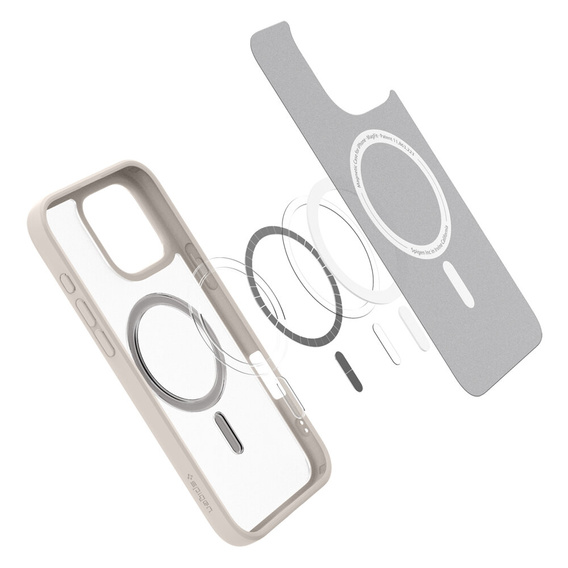Spigen MagSafe Case for iPhone 16 Pro Max, Ultra Hybrid, transparent / titanium + 9H Tempered Glass