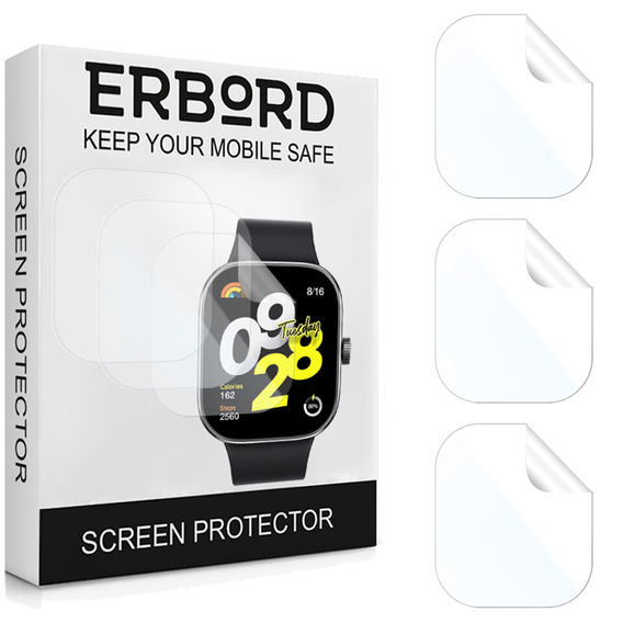 3x ERBORD hydrogel film for Xiaomi Redmi Watch 4
