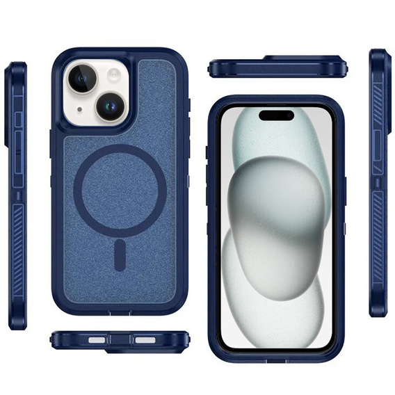 Case with frame for iPhone 15, for MagSafe, blue