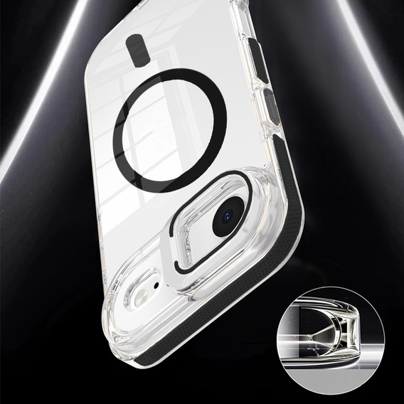 Case for iPhone Air, for MagSafe, with stand, transparent with black inserts