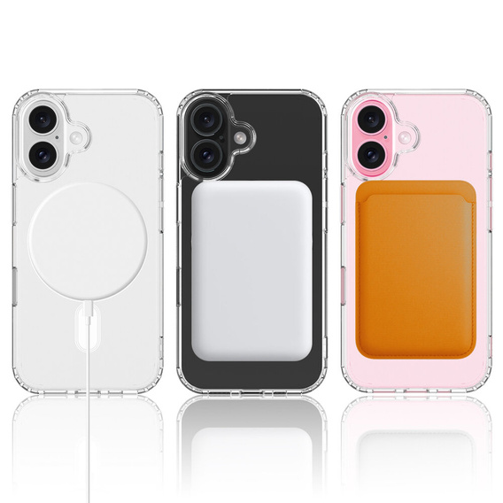MagSafe Magnetic Case for iPhone 16 Plus, ERBORD CrystalMag, transparent + Glass for screen