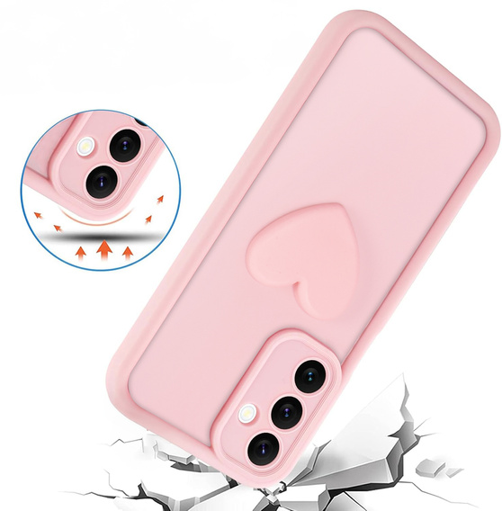 Case for Samsung Galaxy A26, Silicone Heart, pink + 9H tempered glass