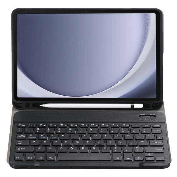 Case + keyboard Samsung Galaxy Tab A9+, Leather Pen Slot, black