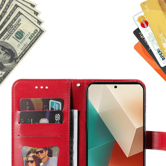 Flip case for Xiaomi Redmi Note 13 5G, Mandala, red