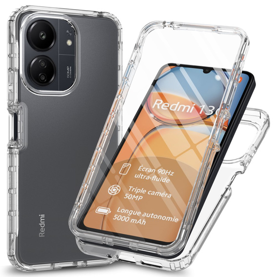 Case for Xiaomi Redmi 13C, Shockproof, with film, transparent