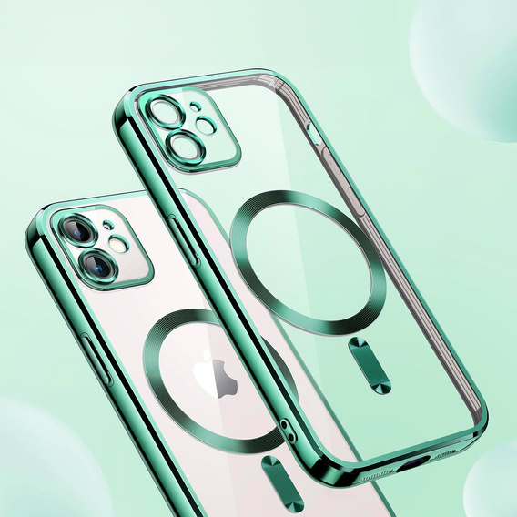 Case for iPhone 12, Electro MagSafe, green + Screen Glass