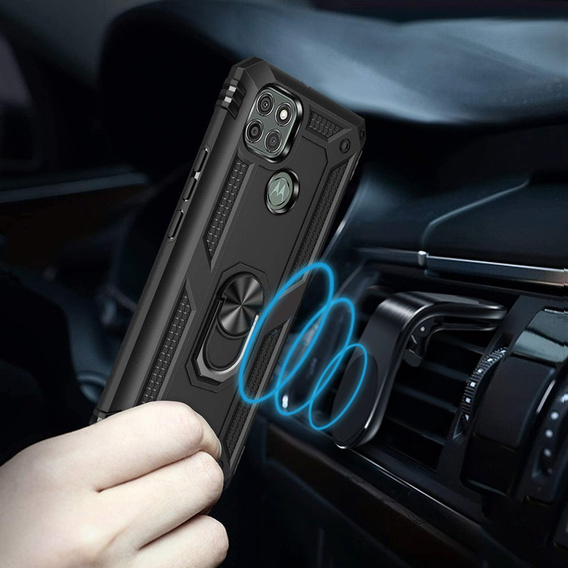 Armor Case for Motorola Moto G9 Power, Nox Case Ring, black