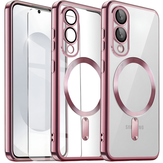 Case for Samsung Galaxy S25 Edge, Electro MagSafe, pink rose gold + Screen Glass