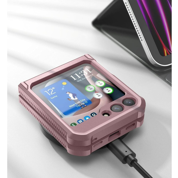 Armored Case for Samsung Galaxy Z Flip 5 5G, Dexnor Clip Holder, pink
