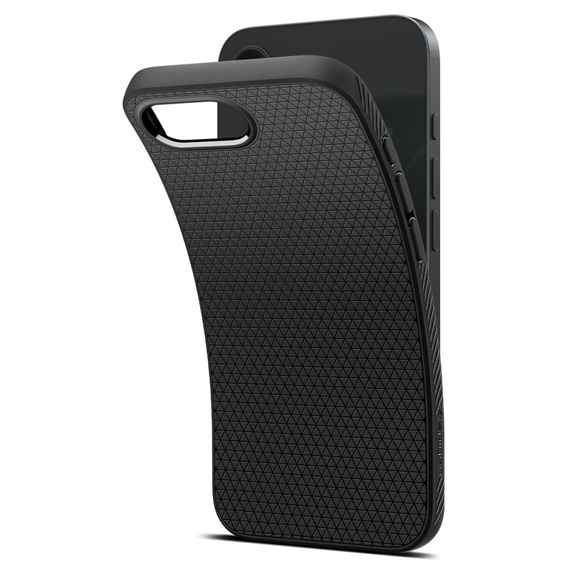 Spigen case for iPhone 16E, Liquid Air, black + 9H Tempered Glass