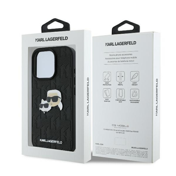 Karl Lagerfeld Hardcase Monogram Karl & Choupette Head Pin Case for iPhone 16 Pro